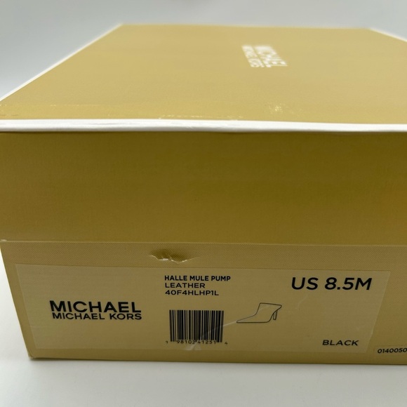 Michael Kors Halle Mule Pump Leather Black Pointed Toe Heels Size 8.5M NIB - Picture 14 of 15